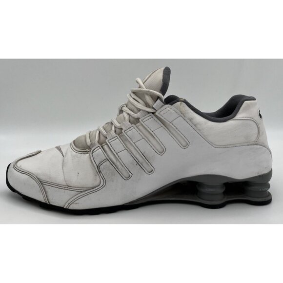 Nike Mens Size 11 Shox NZ Leather 378341-102 White Cool Grey Running Shoes - Picture 7 of 10